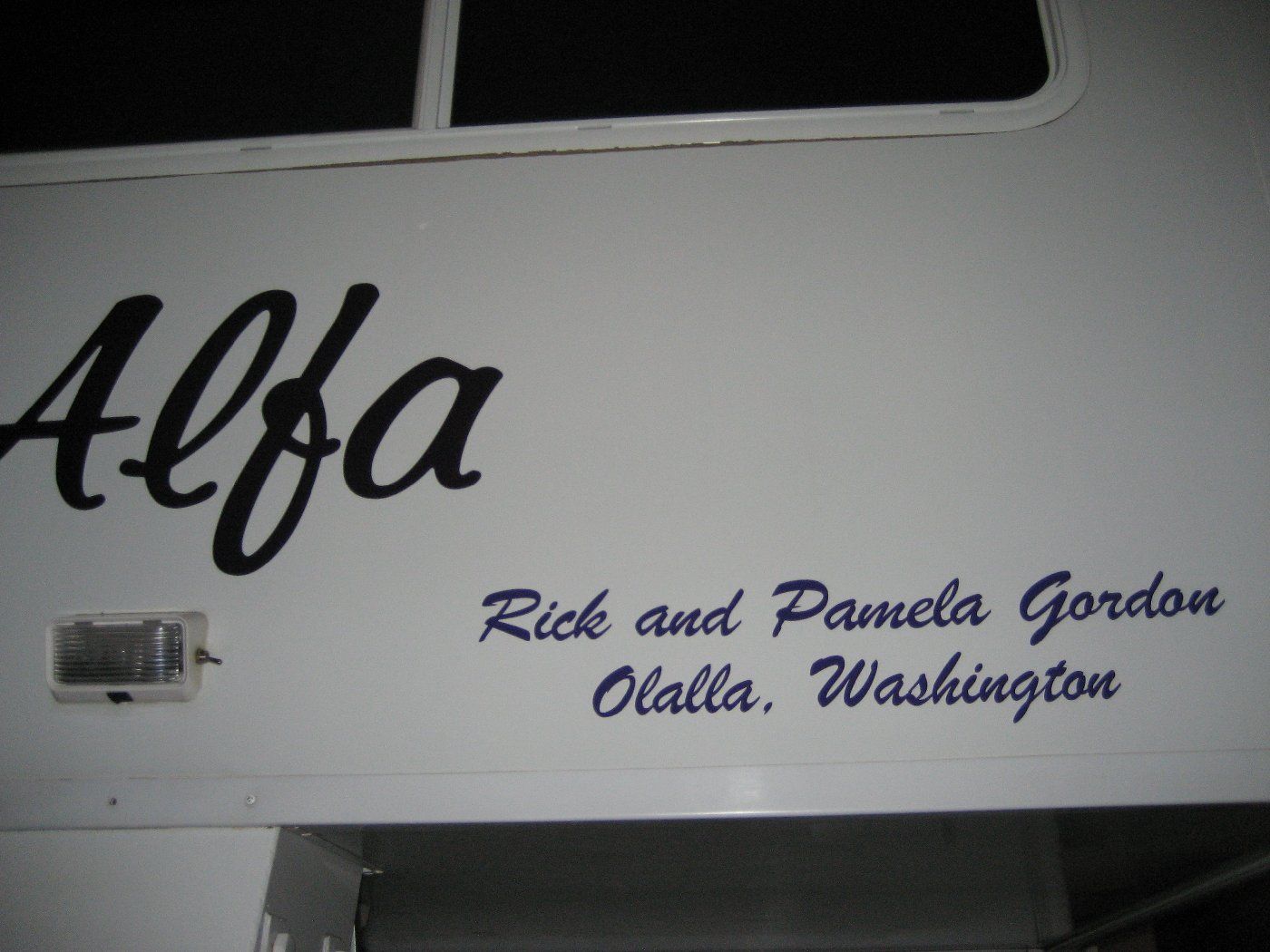 Name on front of trailer