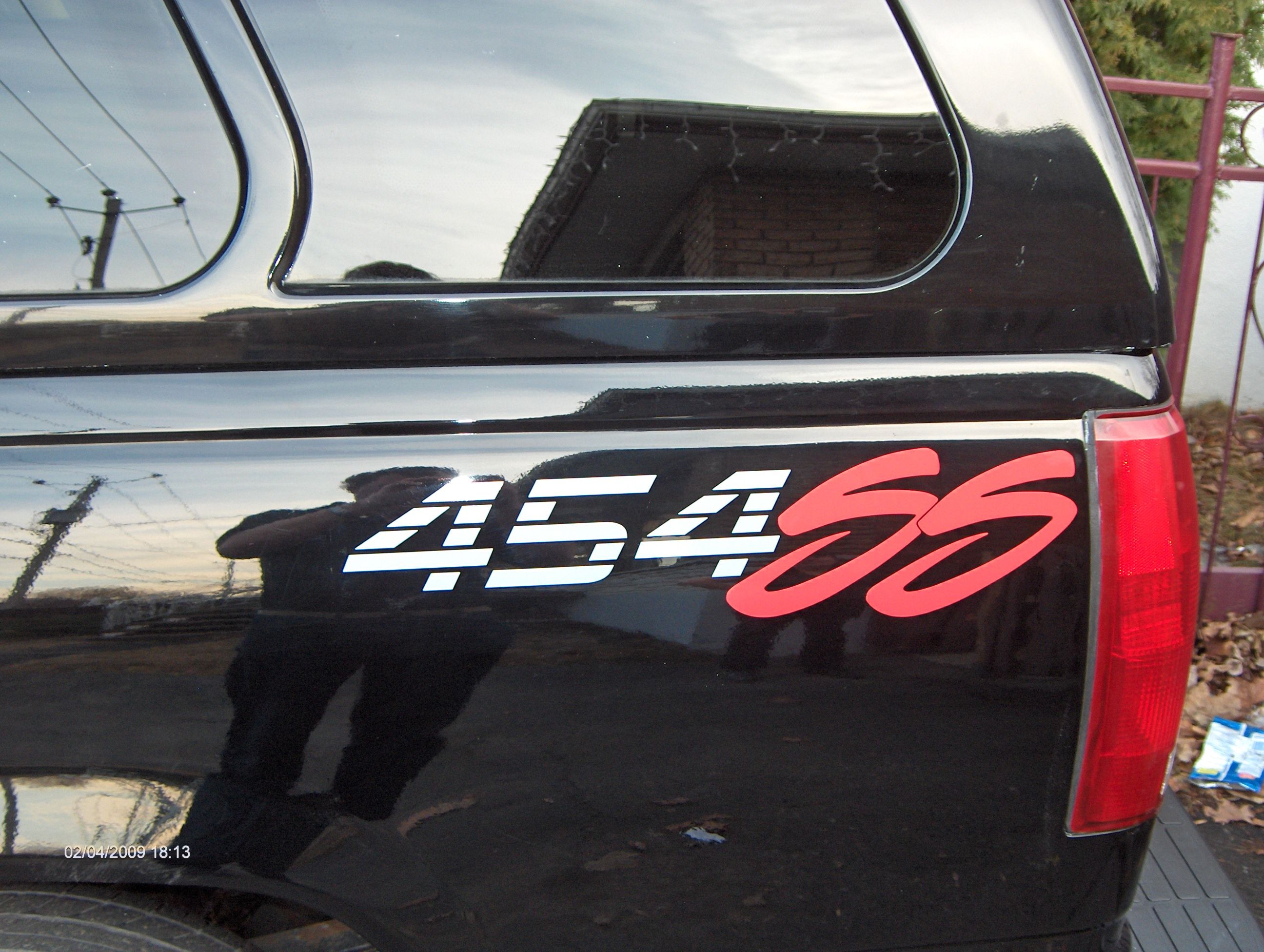 454 ss decal applied to truck
