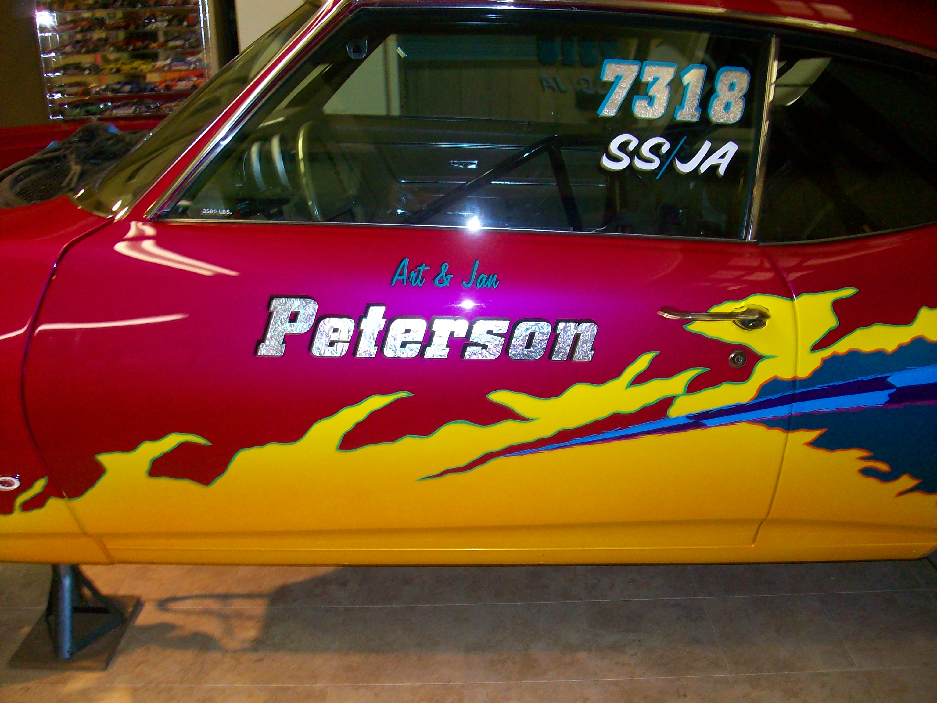 Fist and last names on door of our NHRA Super/Stock Race Car