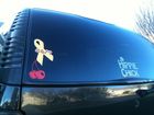 46/7 Decal on rear window of customer vehicle!