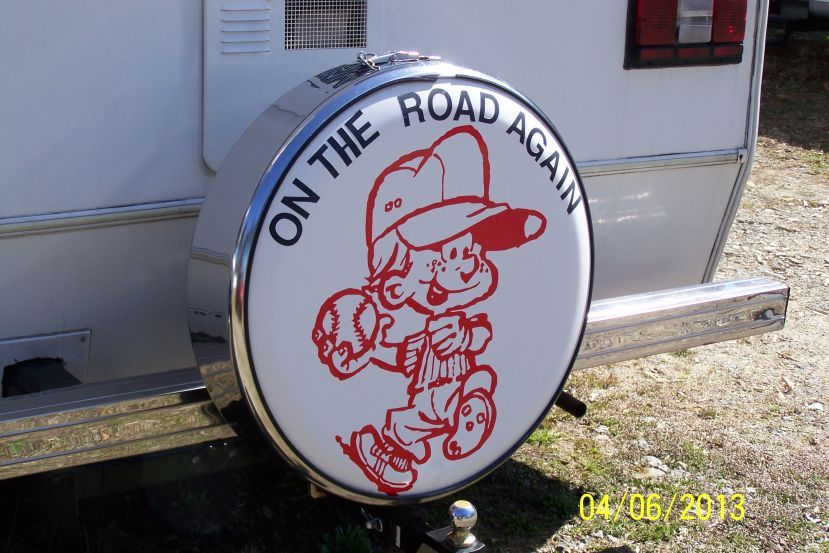 Decal on spare tire cover