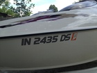 Boat registration, purple with silver