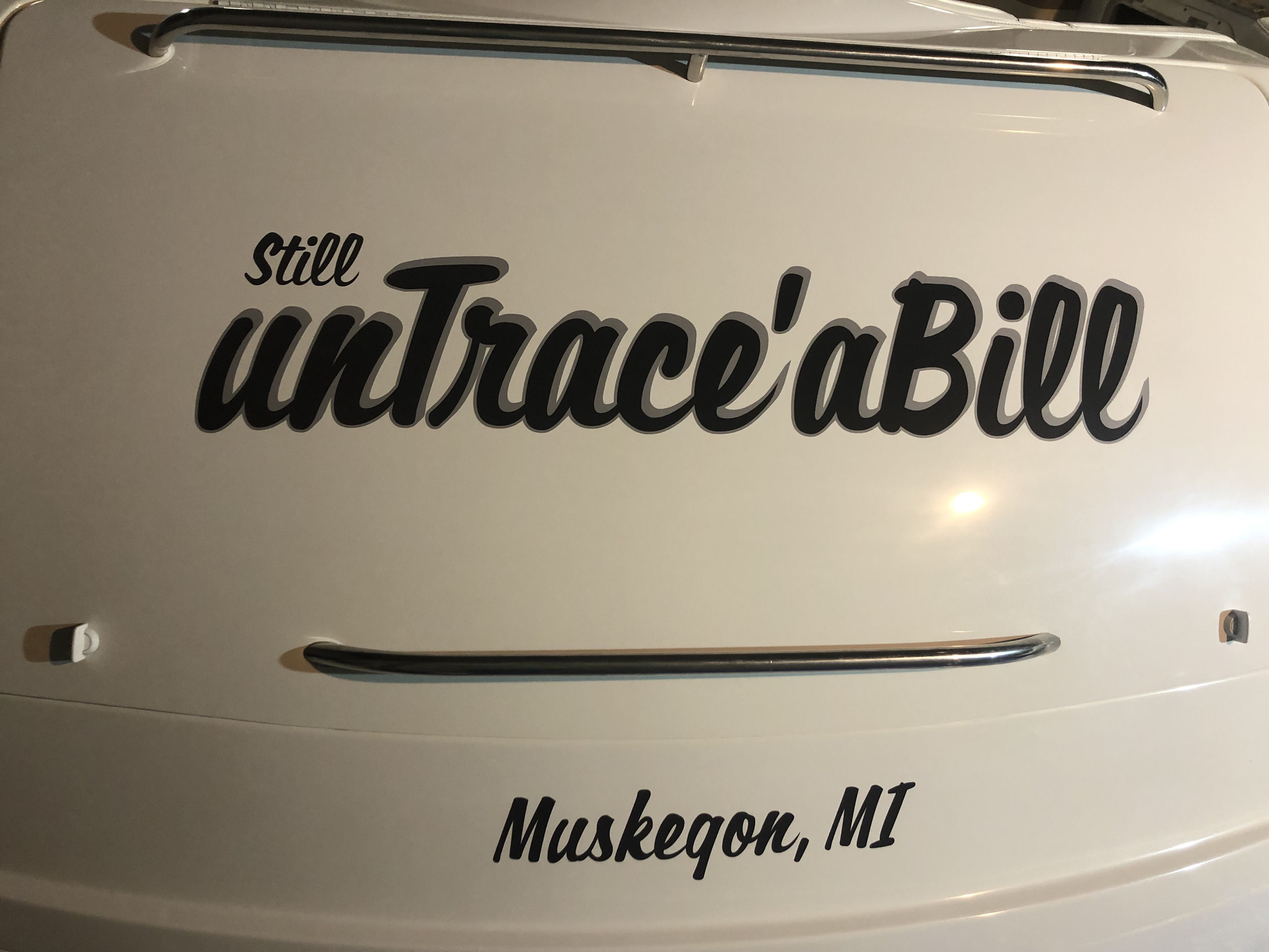 Boat name and Port installed on the transom of our Formula 40PC   