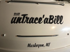 Boat name and Port installed on the transom of our Formula 40PC   